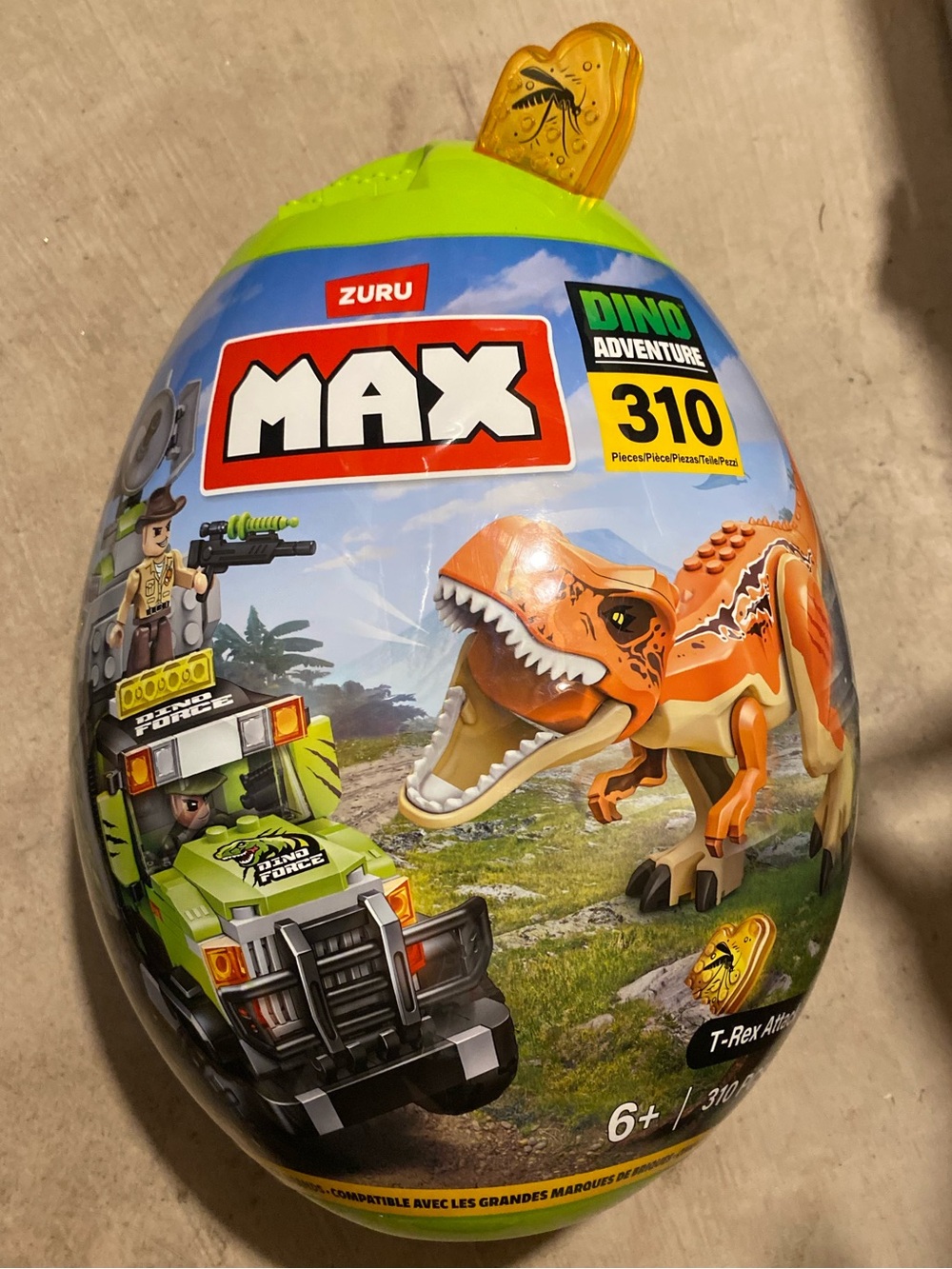 ZURU MAX Dino Adventure T-Rex Building Set - Orange & Lime